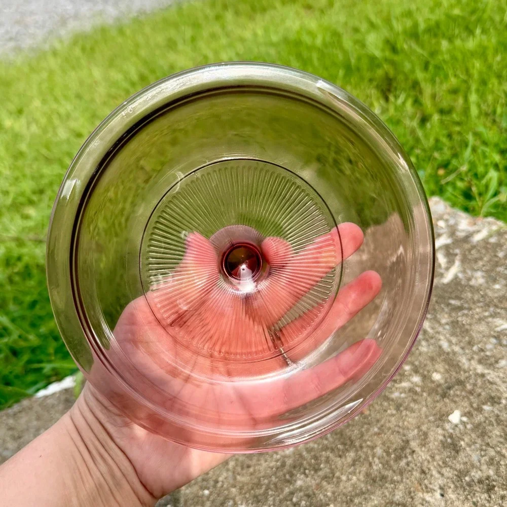 Vintage Pyrex Visions Cranberry Glass Replacement Lid V-1-C 19 Purple 6.25 Inch